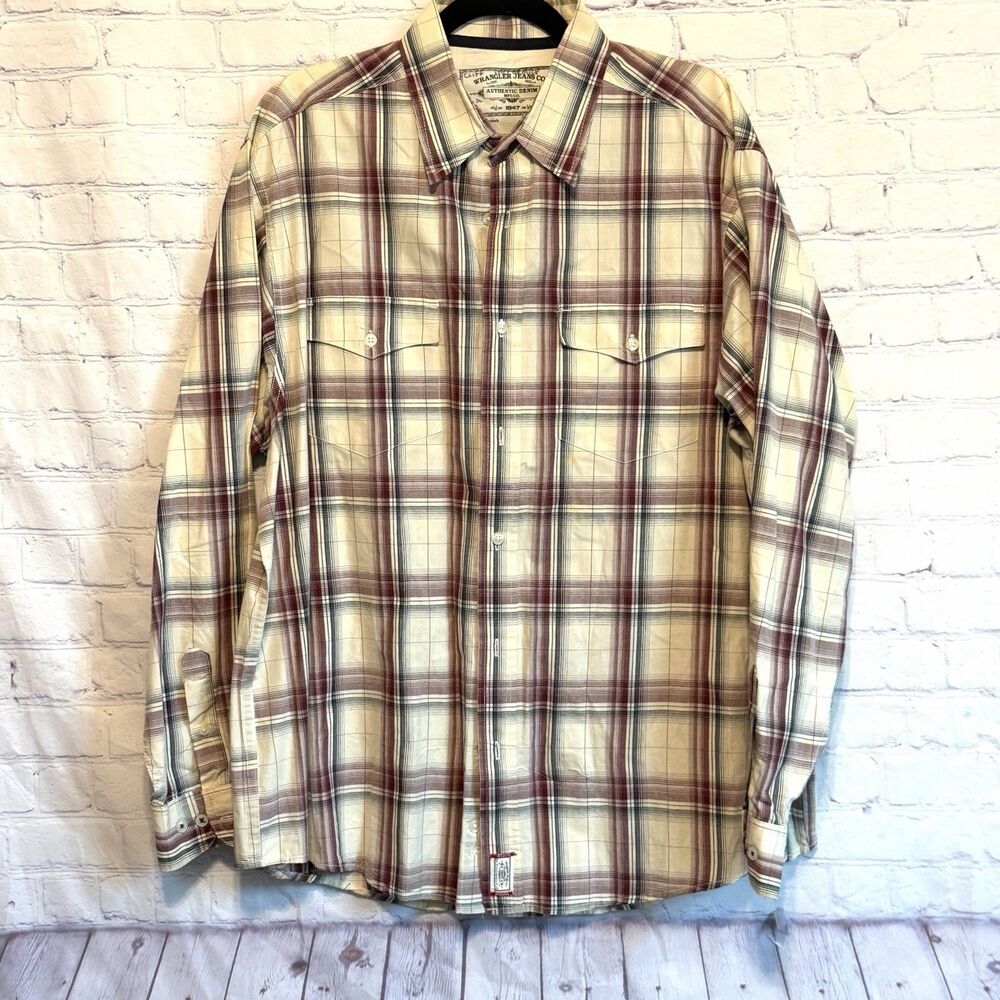 Wrangler Men’s XL Western Plaid Long Sleeve Button Front Shirt – Vintage Wash